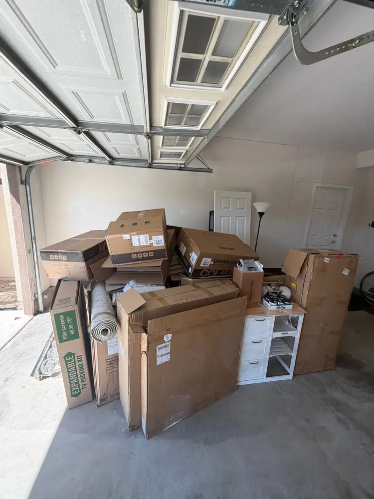 The same garage after cleanout, cleared and organized